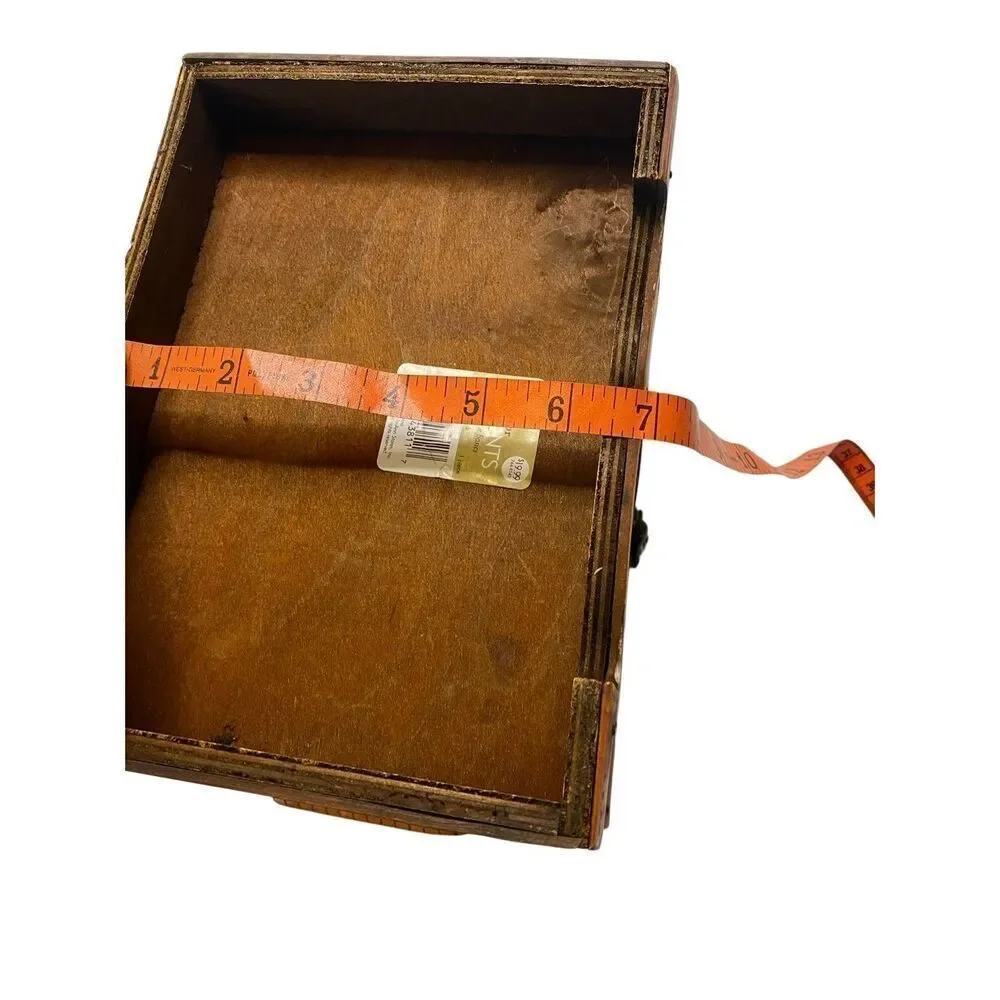 Interior Accents Vintage Asian Wooden Storage Treasure Chest Brown Bamboo Brass